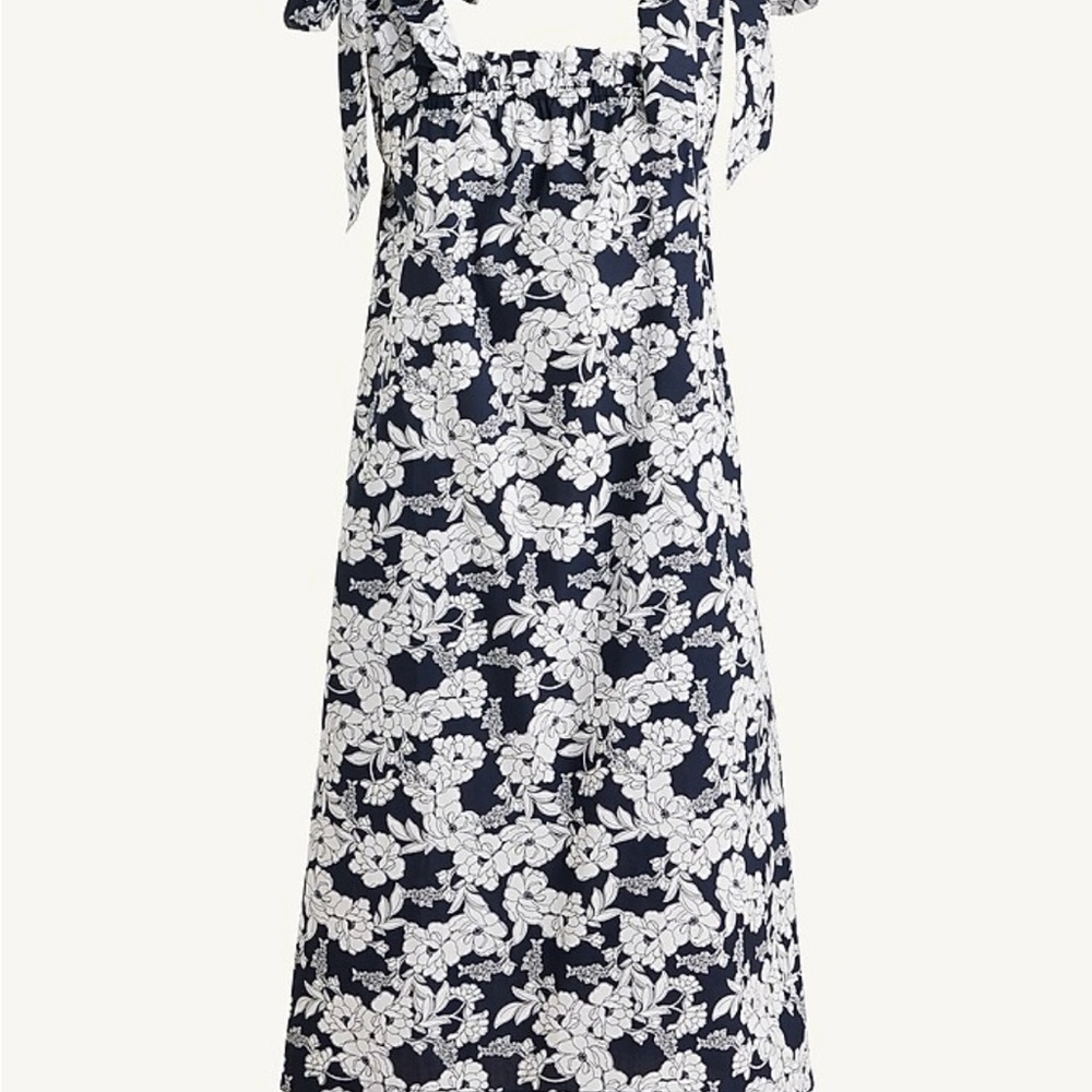 JCrew Tie-shoulder cotton poplin dress in magnolia floral